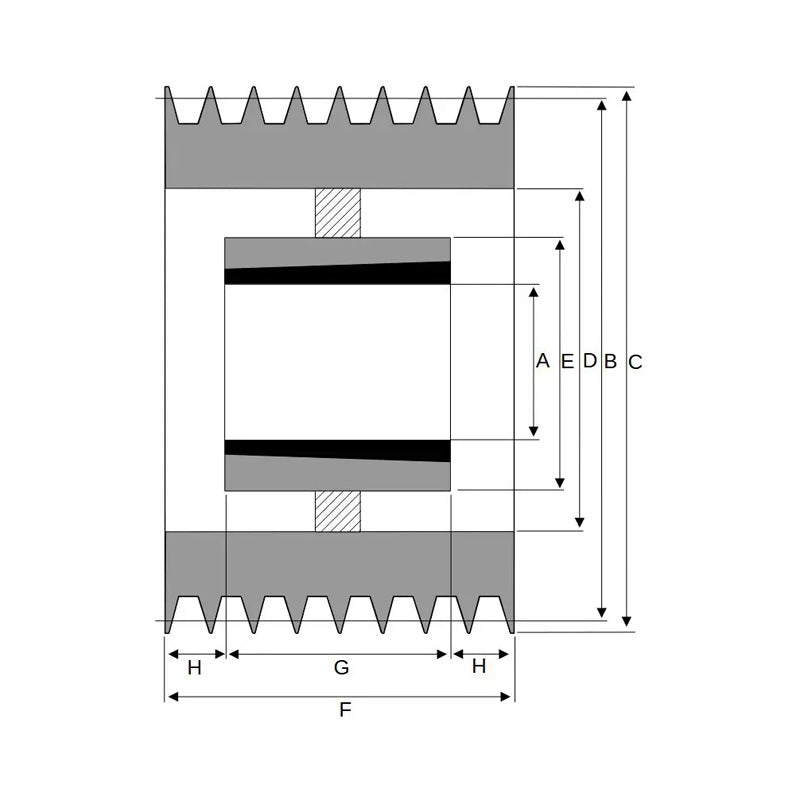 PowerDrive 236X8SPB 236mm Pitch Diameter SPB Section Tapered Locking Bush Type Pulley with 8 Grooves (Bush not Incl.) - Allow 2-3 Days