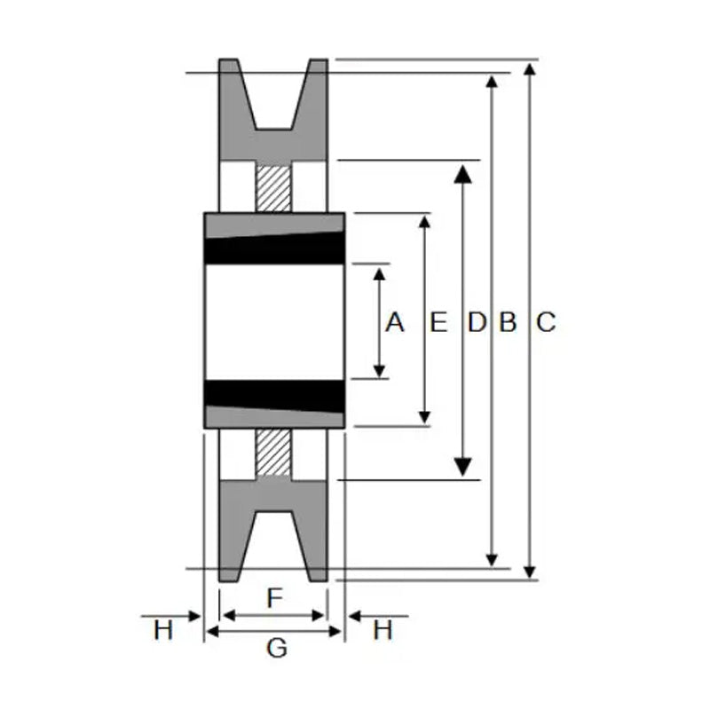 200X1SPZ 200mm Pitch Diameter SPZ Section Tapered Locking Bush Type Pulley with 1 Groove (Bush not Incl.)