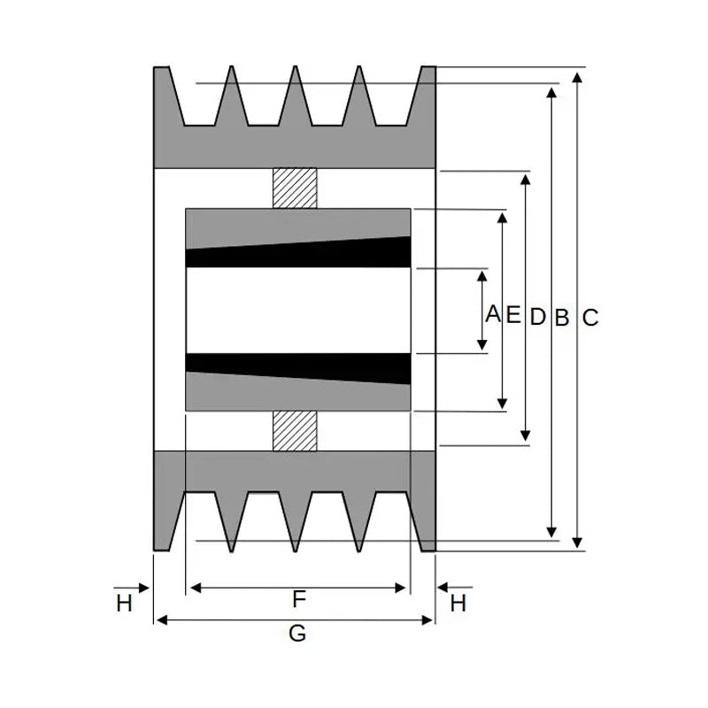 500X4SPZ 500mm Pitch Diameter SPZ Section Tapered Locking Bush Type Pulley with 4 Grooves (Bush not Incl.)