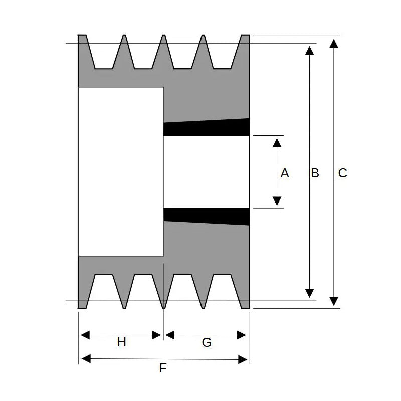 90X4SPZ 90mm Pitch Diameter SPZ Section Tapered Locking Bush Type Pulley with 4 Grooves (Bush not Incl.)