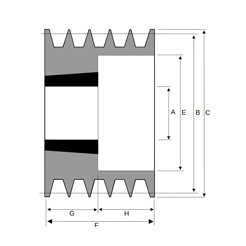 150X5SPZ 150mm Pitch Diameter SPZ Section Tapered Locking Bush Type Pulley with 5 Grooves (Bush not Incl.)