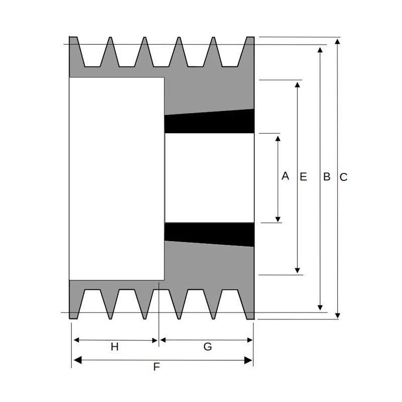 118X5SPZ 118mm Pitch Diameter SPZ Section Tapered Locking Bush Type Pulley with 5 Grooves (Bush not Incl.)