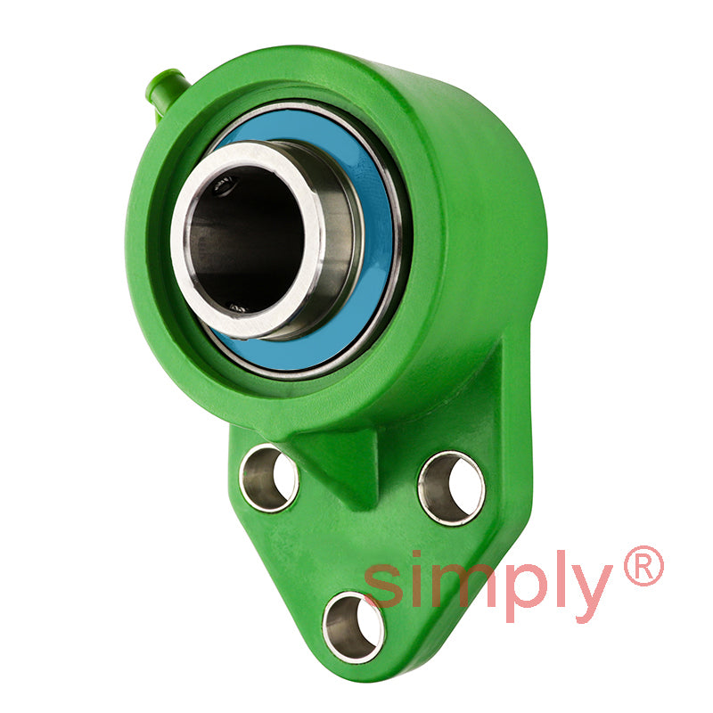 SSBFBLPL208 Metric Thermo Plastic Three Bolt Bracket Flange Housing with 40mm Bore Stainless Insert