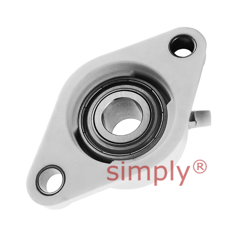 SSBFLPL205 Metric Thermo Plastic Two Bolt Oval Flange Housing with 25mm Bore Stainless Insert