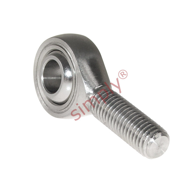 Budget SSPOS20 Right Hand Stainless Steel / PTFE Lined Plain Male Rod End 20mm Bore M20x1.5 Thread