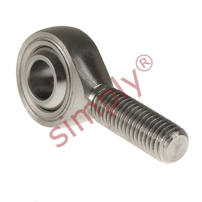 Budget SSPOS20L Left Hand Stainless Steel / PTFE Lined Plain Male Rod End 20mm Bore M20x1.5 Thread