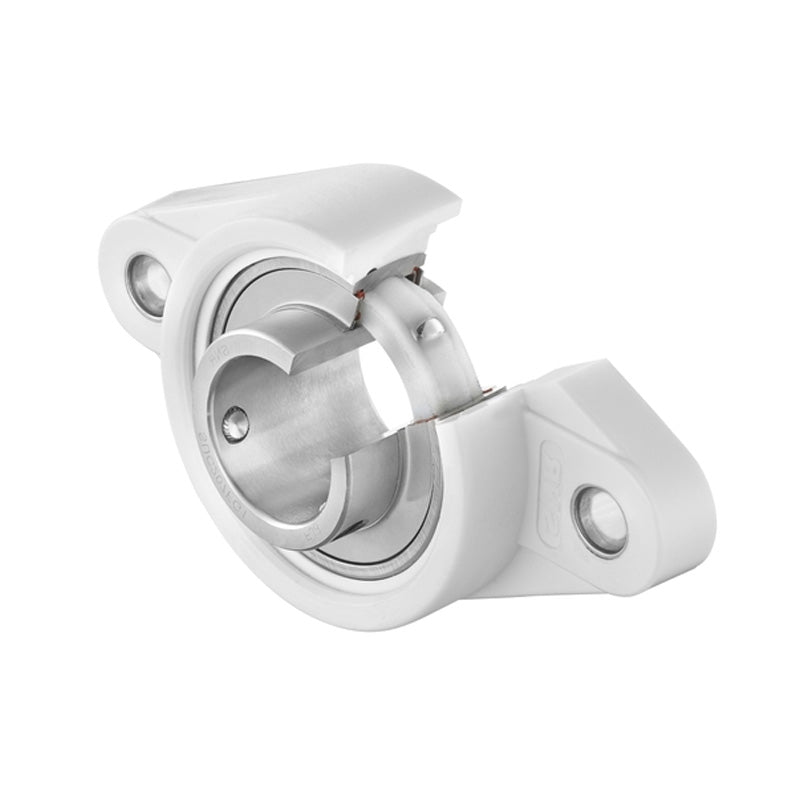 SSLFLPL207-20 Metric Thermo Plastic Two Bolt Oval Flange Housing with 31.75mm Bore Stainless Insert
