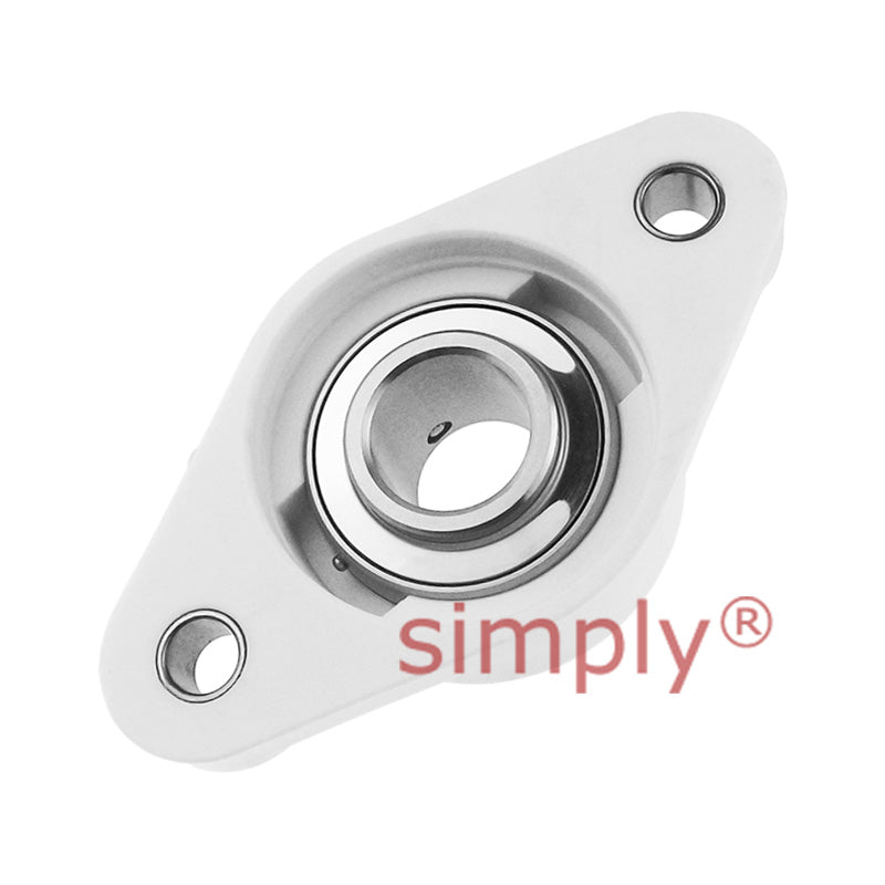 SUCFLPL205-16 Metric Thermo Plastic Two Bolt Oval Flange Housing with 25mm Bore Stainless Insert