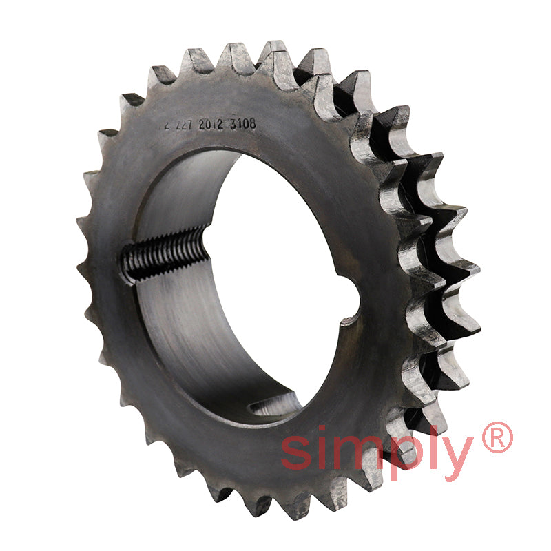 27 Tooth 08B Duplex Sprocket Heat Treated and Hardened Teeth Tapered Locking Bush Type for 1/2 inch Pitch Chain (Bush not Incl.)
