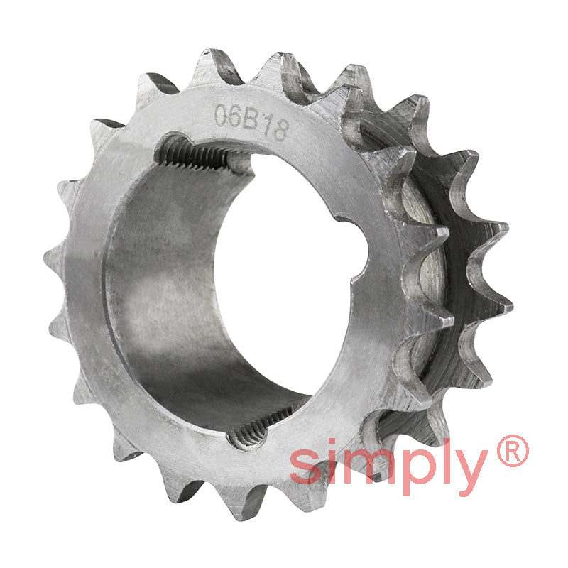 18 Tooth 06B Tapered Bore Double Simplex Sprocket for 3/8 inch Pitch Chain