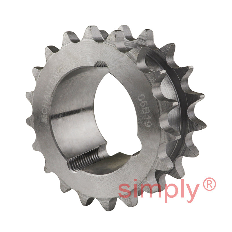 19 Tooth 06B Tapered Bore Double Simplex Sprocket for 3/8 inch Pitch Chain