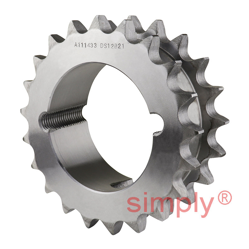 21 Tooth 12B Tapered Bore Double Simplex Sprocket 3/4 inch Pitch Chain