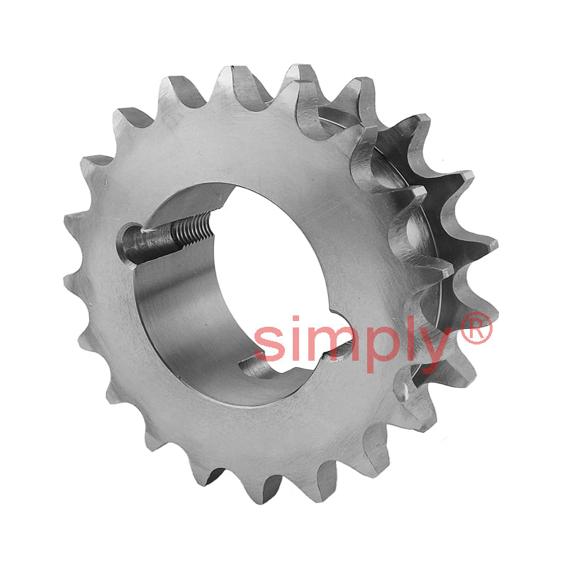 18 Tooth 08B Tapered Bore Double Simplex Sprocket for 1/2 inch Pitch Chain