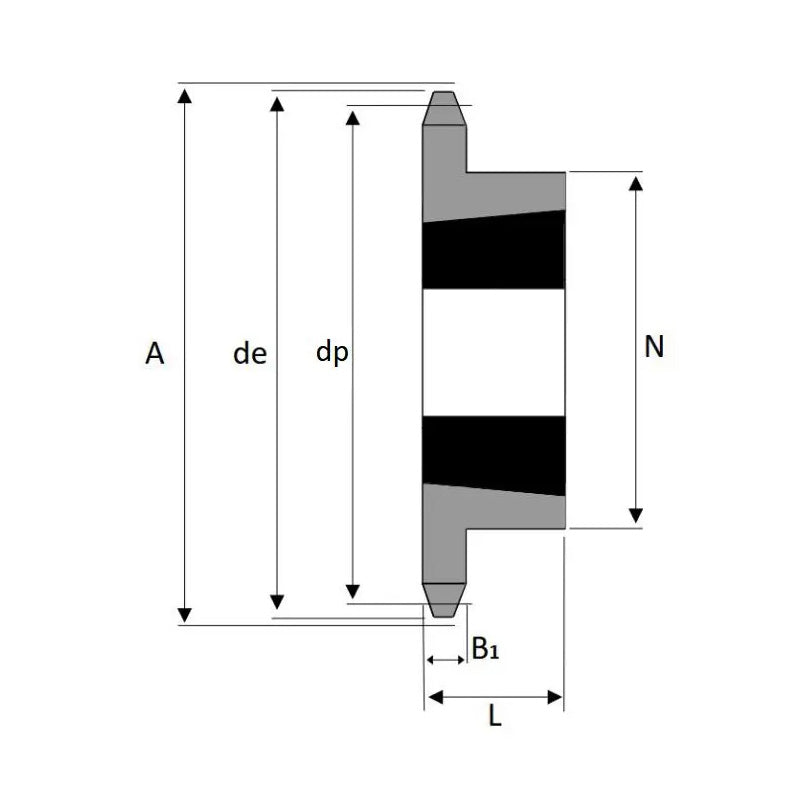 19 Tooth 12B Simplex Sprocket Tapered Locking Bush Type for 3/4 inch Pitch Chain (Bush not Incl.)
