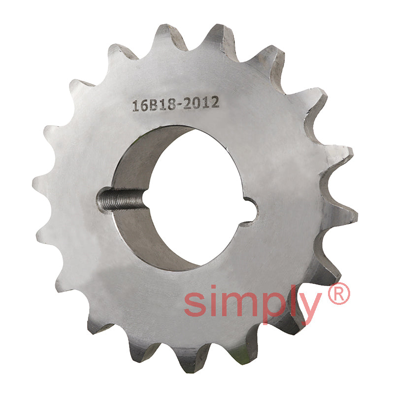 18 Tooth 16B Simplex Sprocket Tapered Locking Bush Type for 1 inch Pitch Chain Bush not Incl.