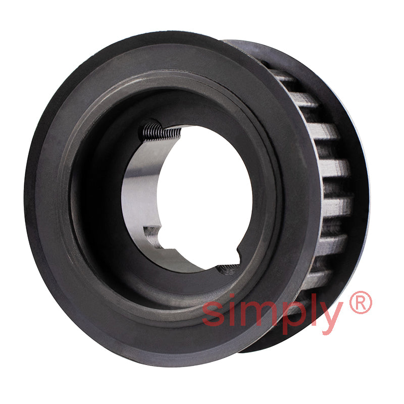 TL24-L-100F - 3/8 inch Pitch 24 Tooth Flanged Tapered Bore Steel Timing Pulley for 1 inch Wide Belts