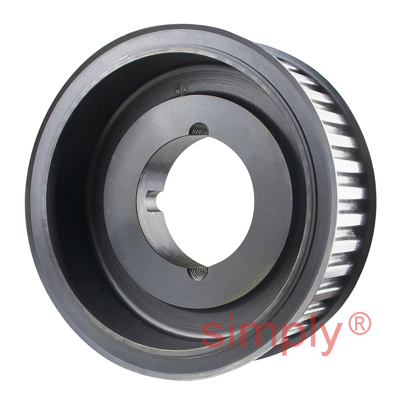 TL40-H-200F - 1/2 inch Pitch 40 Tooth Flanged Tapered Bore Steel Timing Pulley for 2 inch Wide Belts