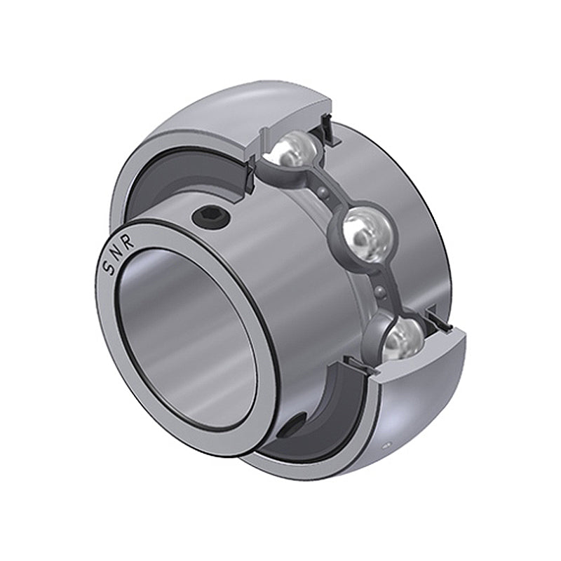 SNR UC201G2L4 Metric Full Width Spherical Outer Bearing Insert 12mm Bore 47mm Outside Diameter with Grub Screws and Multi Lip Seals - Allow 2-3 Days