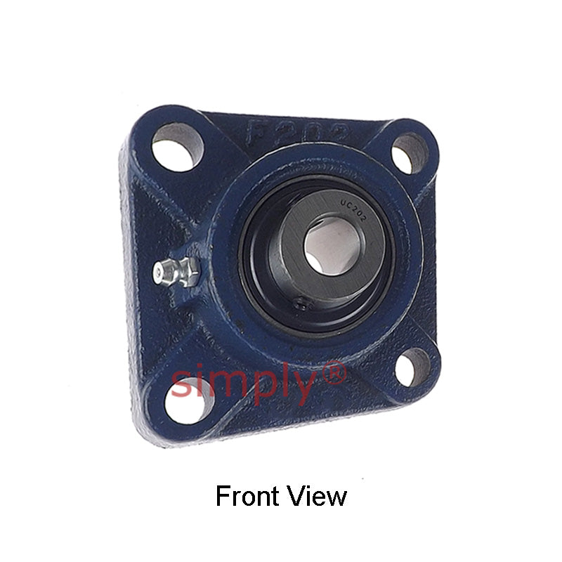 UCF202 Metric Four Bolt Square Cast Iron Flange Housing with 15mm Bore Insert