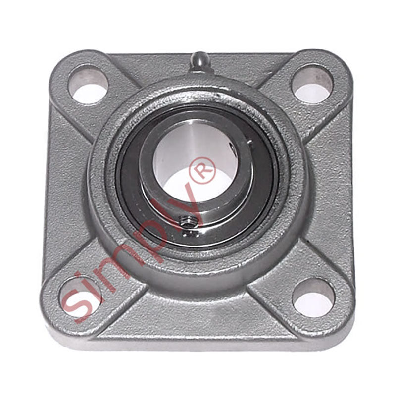 SSUCF205 Metric Four Bolt Square Stainless Steel Flange Housing with 25mm Bore Stainless Insert