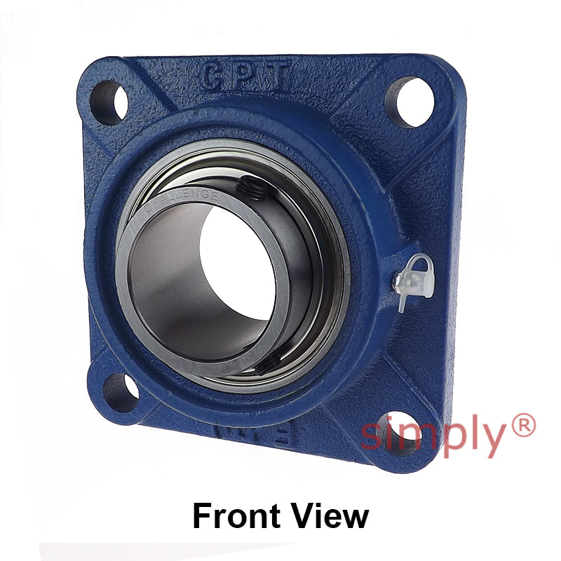Challenge / FK UCF216 Metric Cast Iron Four Bolt Square Flange Housing with 80mm Bore Insert and Triple Lip Seal Ideal for Agricultural and Outdoor Use
