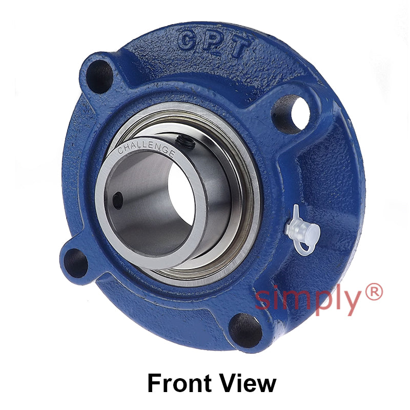Challenge / FK UCFC203 Metric Cast Iron Four Bolt Round Flanged Housing with 17mm Bore 100mm Outside Dia and Triple Lip Seal Ideal for Agricultural and Outdoor Use