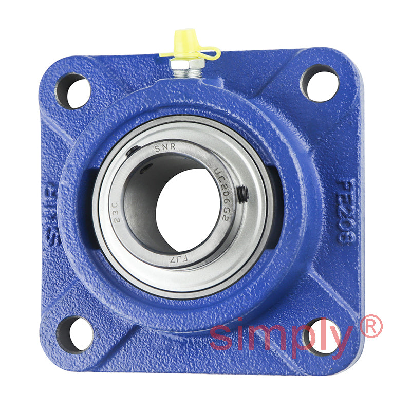 SNR UCFE206 Metric Four Bolt Square Cast Iron Flange Housing with 30mm Bore Insert