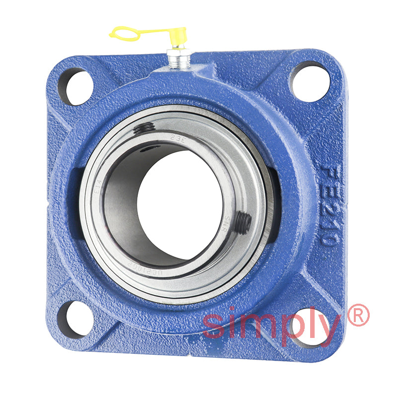 SNR UCFE210 Metric Four Bolt Square Cast Iron Flange Housing with 50mm Bore Insert