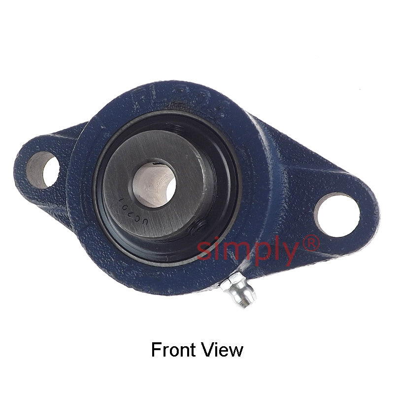 UCFL201 Metric Two Bolt Oval Cast Iron Flange Housing with 12mm Bore Insert