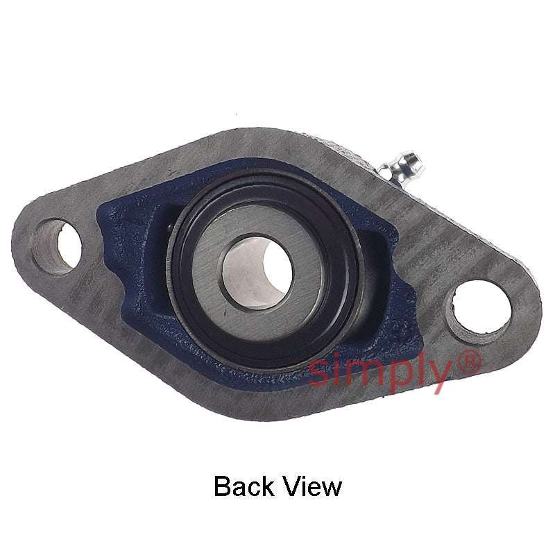 UCFL202 Metric Two Bolt Oval Cast Iron Flange Housing with 15mm Bore Insert