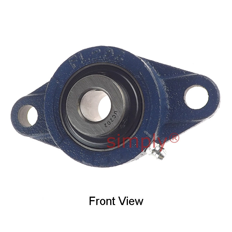 UCFL202 Metric Two Bolt Oval Cast Iron Flange Housing with 15mm Bore Insert