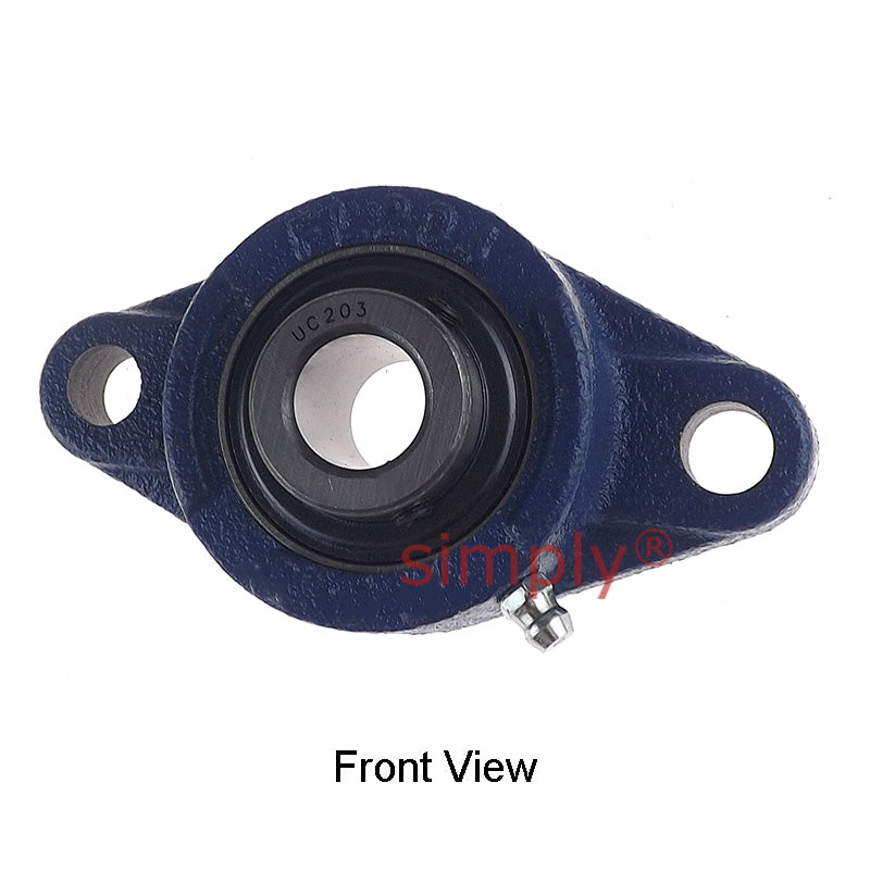 UCFL203 Metric Two Bolt Oval Cast Iron Flange Housing with 17mm Bore Insert