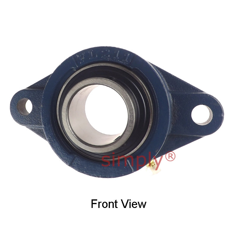 UCFL211 Metric Two Bolt Oval Cast Iron Flange Housing with 55mm Bore Insert