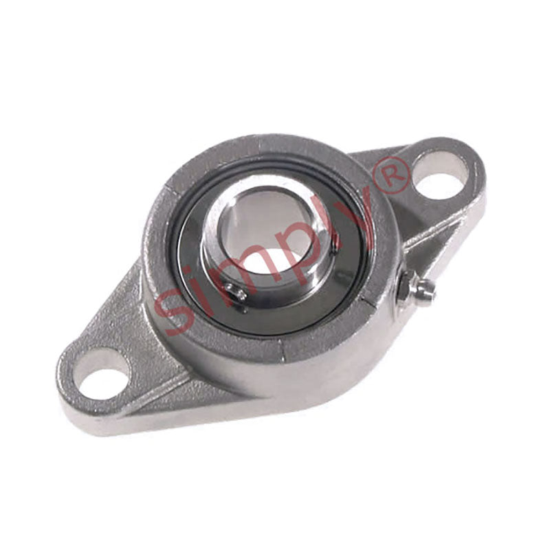 SSUCFL206 Metric Two Bolt Oval Stainless Steel Flange Housing with 30mm Bore Stainless Insert