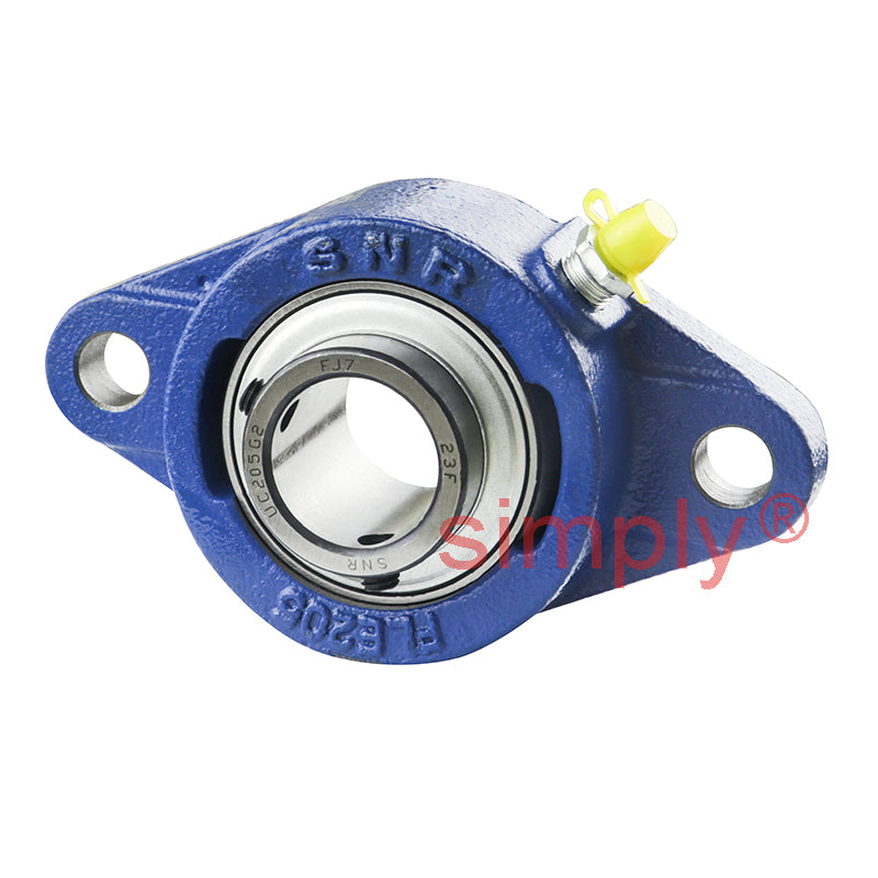 SNR UCFLE205 Metric Two Bolt Oval Cast Iron Flange Housing with 25mm Bore Insert