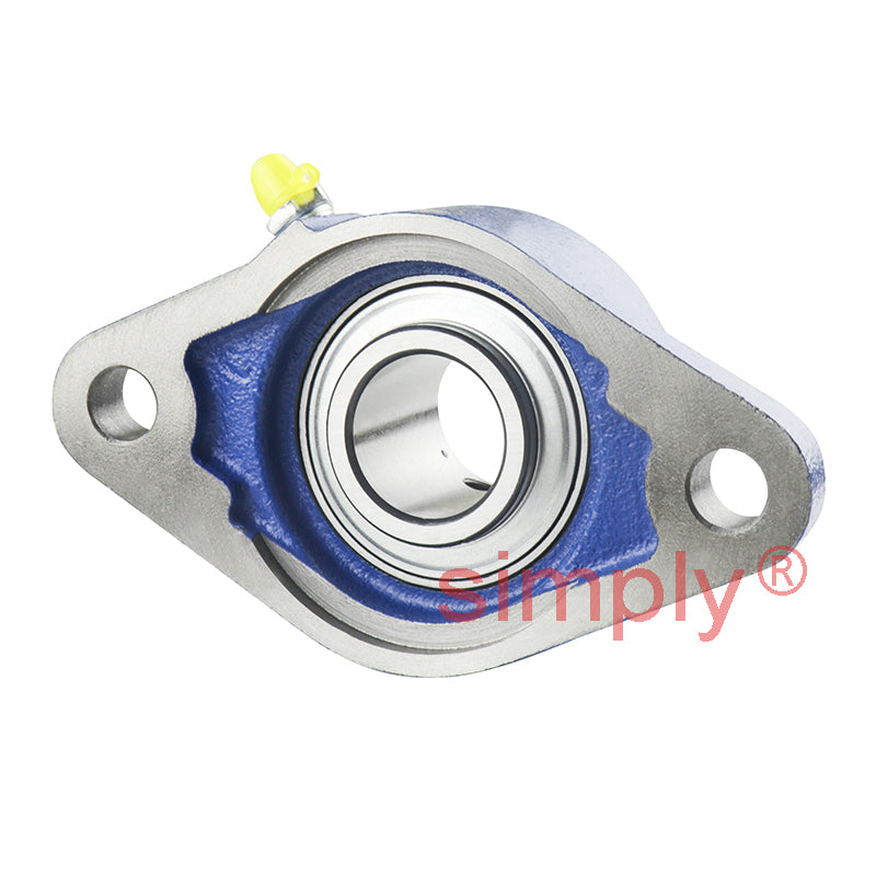 SNR UCFLE205 Metric Two Bolt Oval Cast Iron Flange Housing with 25mm Bore Insert