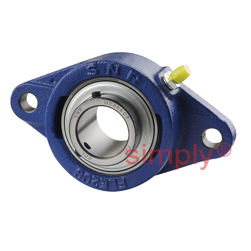 SNR UCFLE206 Metric Two Bolt Oval Cast Iron Flange Housing with 30mm Bore Insert