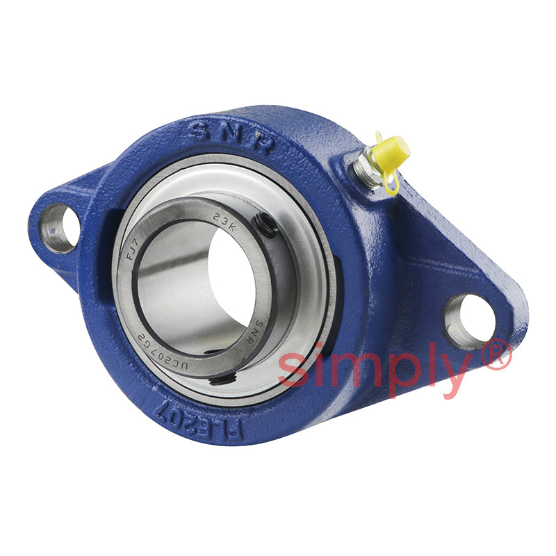 SNR UCFLE207 Metric Two Bolt Oval Cast Iron Flange Housing with 35mm Bore Insert