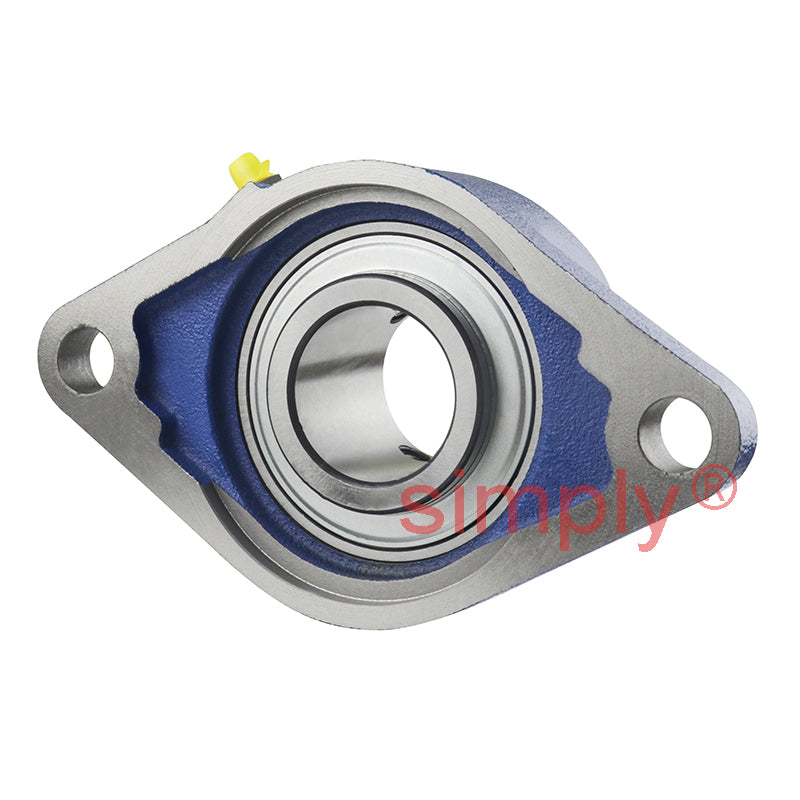 SNR UCFLE207 Metric Two Bolt Oval Cast Iron Flange Housing with 35mm Bore Insert