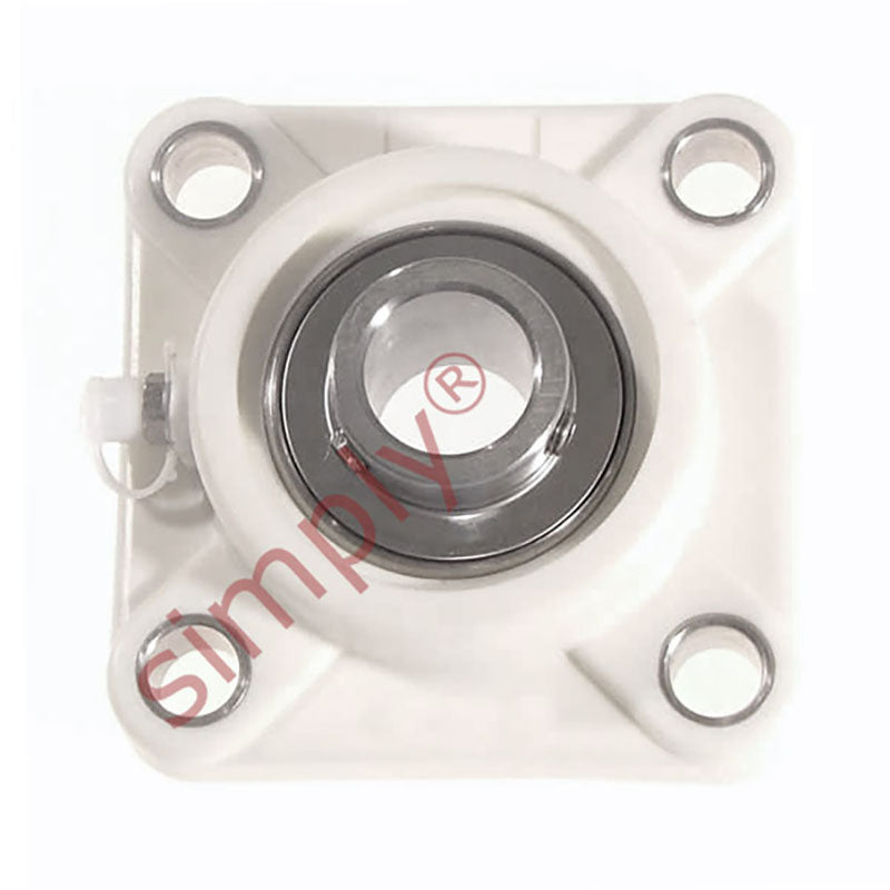 SUCFPL210 Metric Four Bolt Square Thermo Plastic Flange Housing with 50mm Bore Stainless Insert