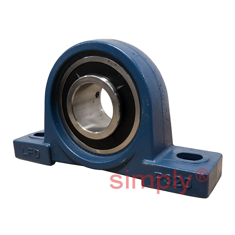 UCP320 Metric Two Bolt Cast Iron Plummer / Pillow Housing with 100mm Bore Insert (Slight Corrosion to Insert)