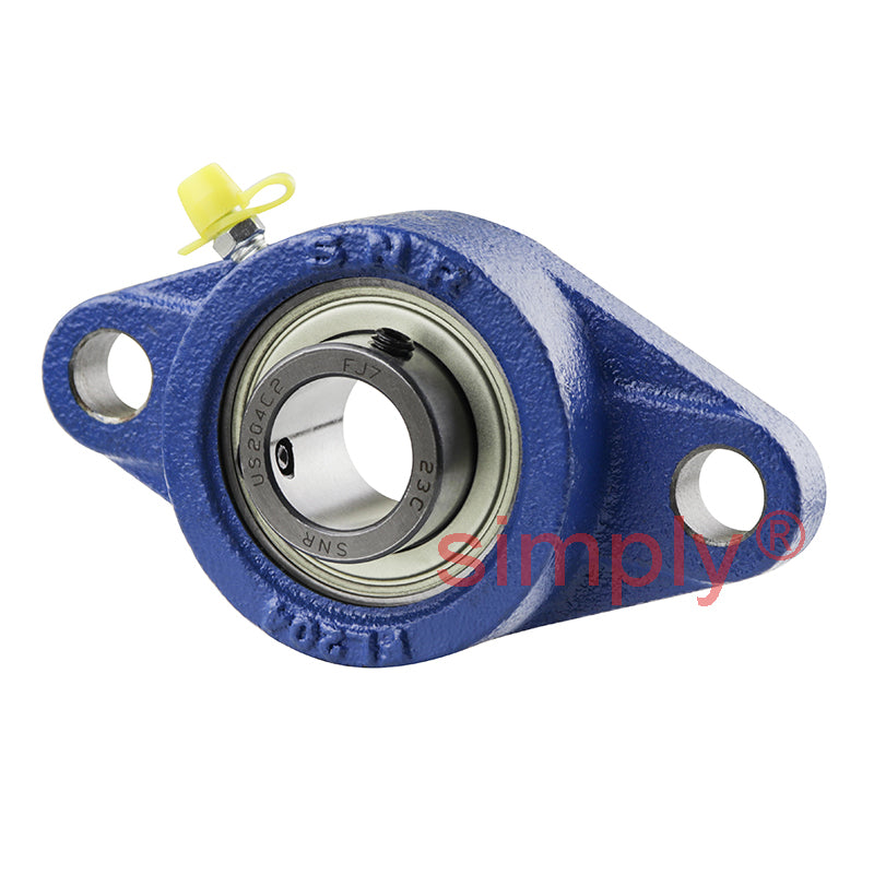 SNR USFL204 Metric Two Bolt Oval Cast Iron Flange Housing with 20mm Bore Insert