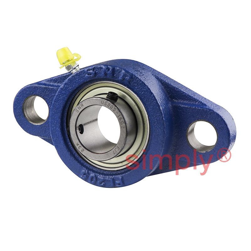 SNR USFL205-16 Imperial Two Bolt Oval Cast Iron Flange Housing with 1 inch Bore Insert