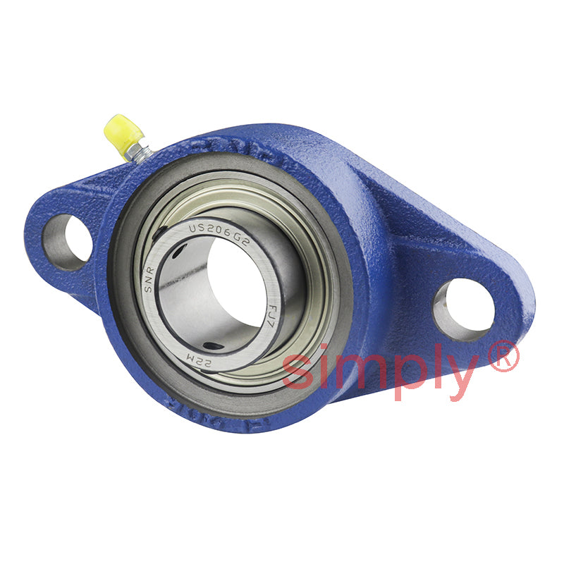 SNR USFL206 Metric Two Bolt Oval Cast Iron Flange Housing with 30mm Bore Insert