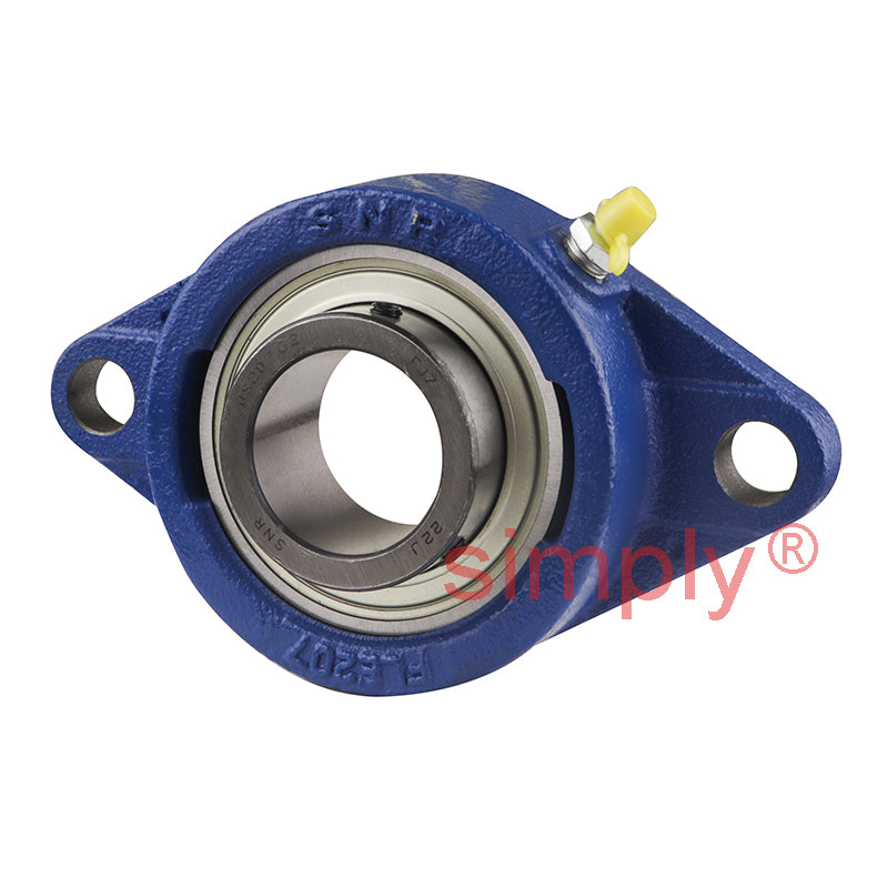 SNR USFLE207 Metric Two Bolt Oval Cast Iron Flange Housing with 35mm Bore Insert