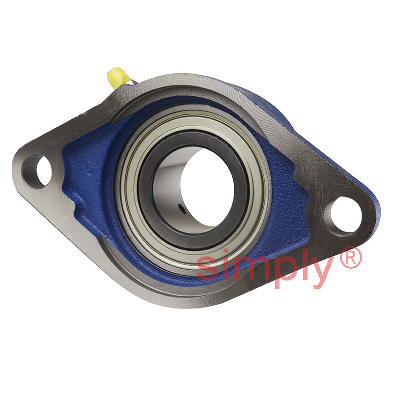 SNR USFLE207 Metric Two Bolt Oval Cast Iron Flange Housing with 35mm Bore Insert