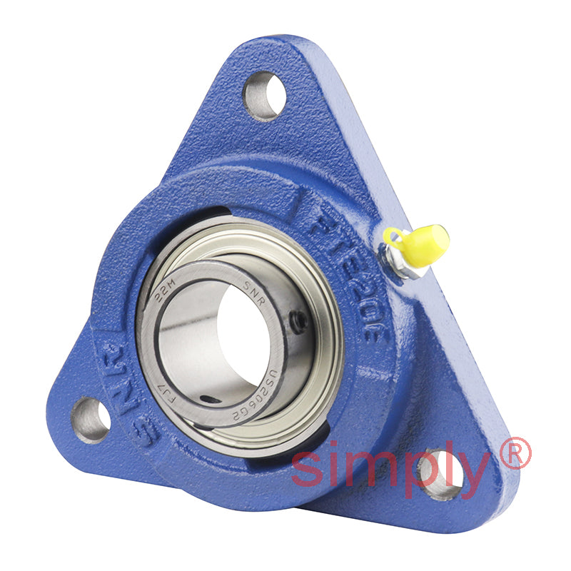 SNR USFTE206 Metric Three Bolt Cast Iron Triangular Housing with 30mm Bore Insert