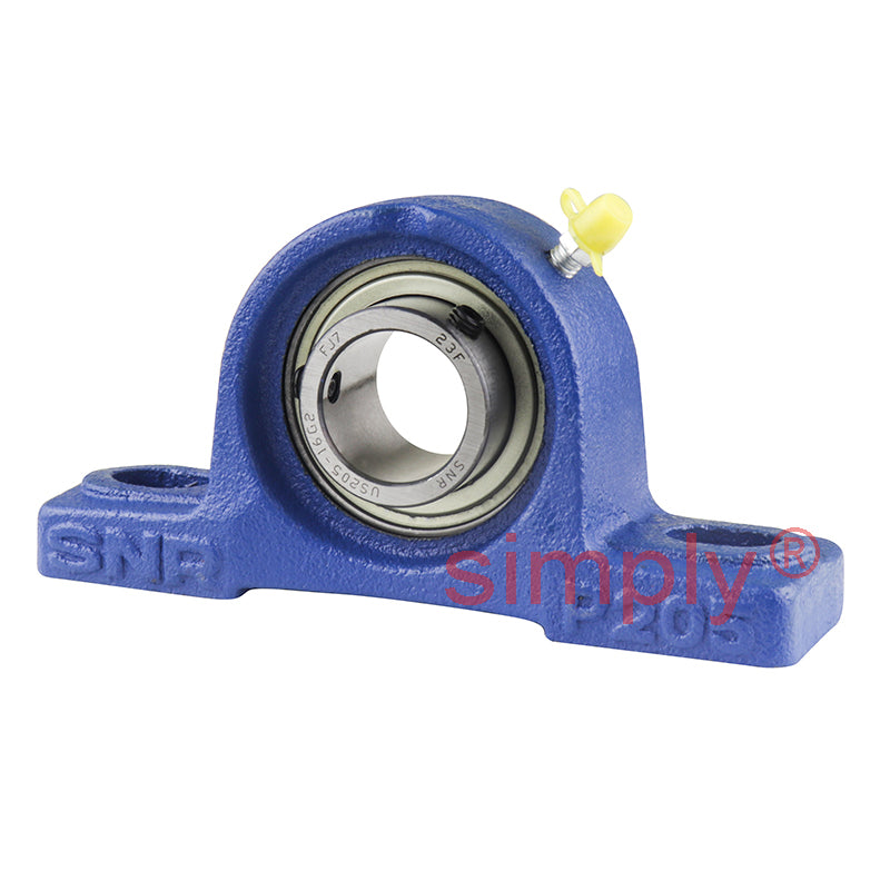 SNR USP205 Metric Cast Iron Two Bolt Pillow / Plummer Block Housing with 25mm Bore Insert