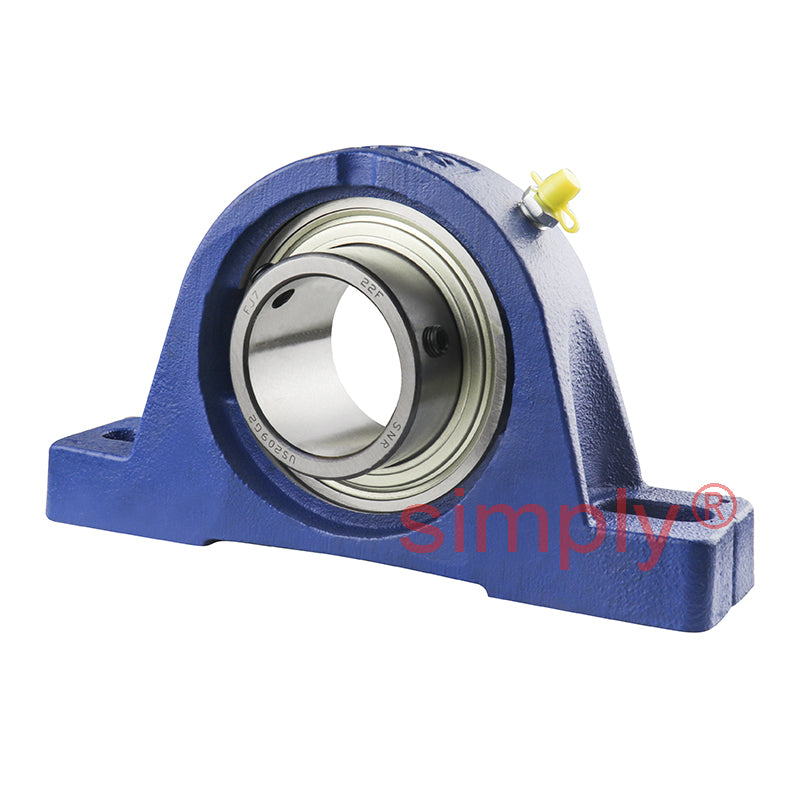 SNR USPE209 Metric Cast Iron Two Bolt Pillow / Plummer Block Housing with 45mm Bore Insert