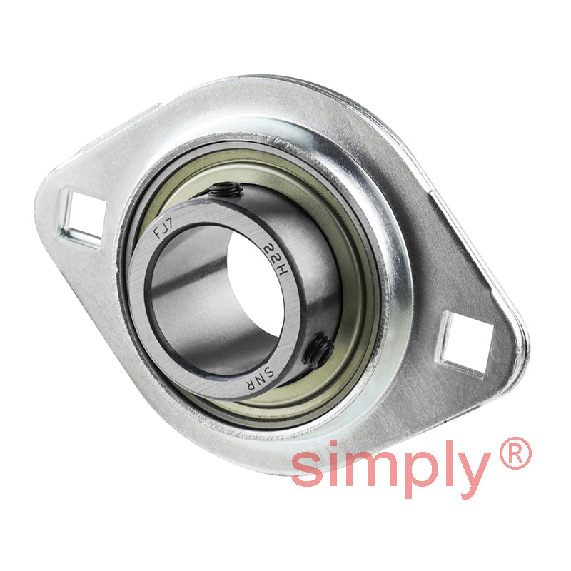 SNR USPFL208 Oval 2 Bolt Pressed Steel Bearing Housing with 40mm Insert - Allow 2-3 Days